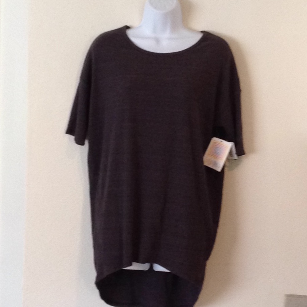 NWT Lularoe Charcoal gray ribbed hi-low top